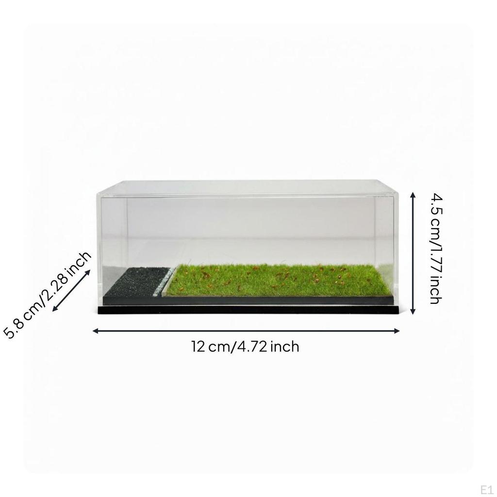 1:64 Car Display Case Clear Acrylic Miniature Grass Diorama Dust Protection for Collectors, Desk
