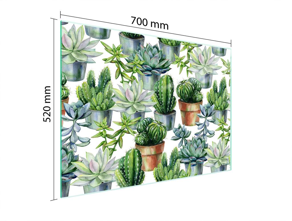 Glass Stovetop Protector 70x52 Cactus