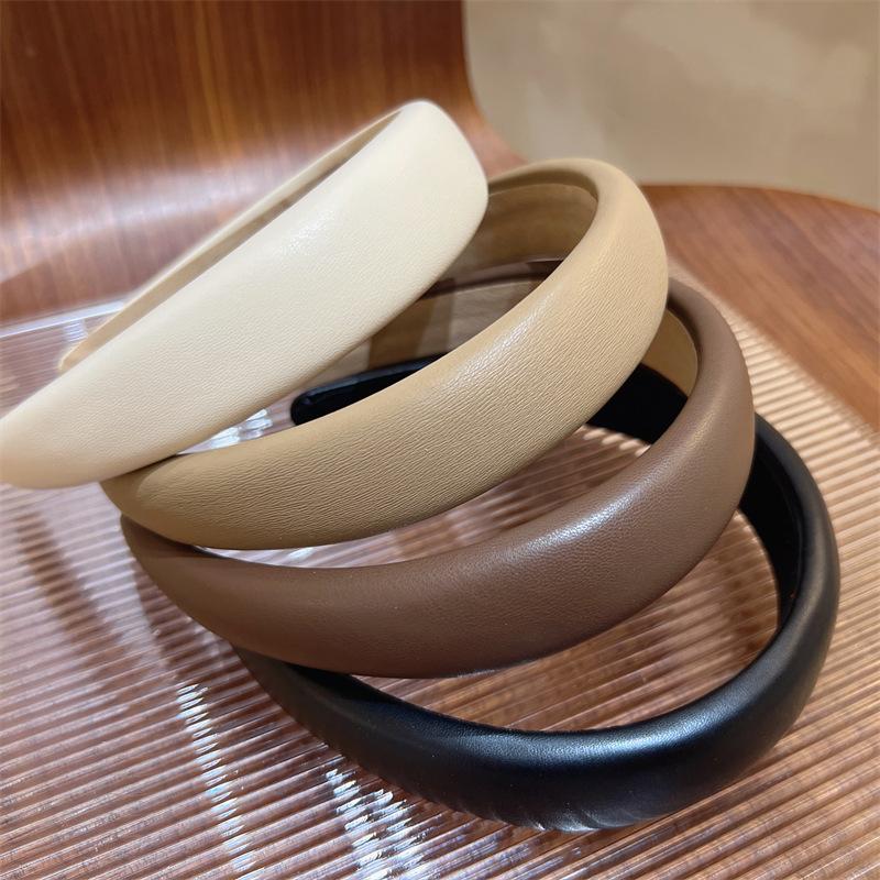 1pc Leather Wide Headband for Women, Retro French Style Face Wash, Hair Pressure Headband, Hair Clip Headband, Hair Accessory