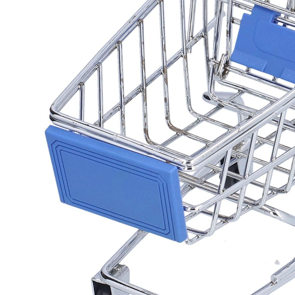 2pcs Metal Construction Supermarket Handcart Small Size Desktop Shopping Cart Office Decor