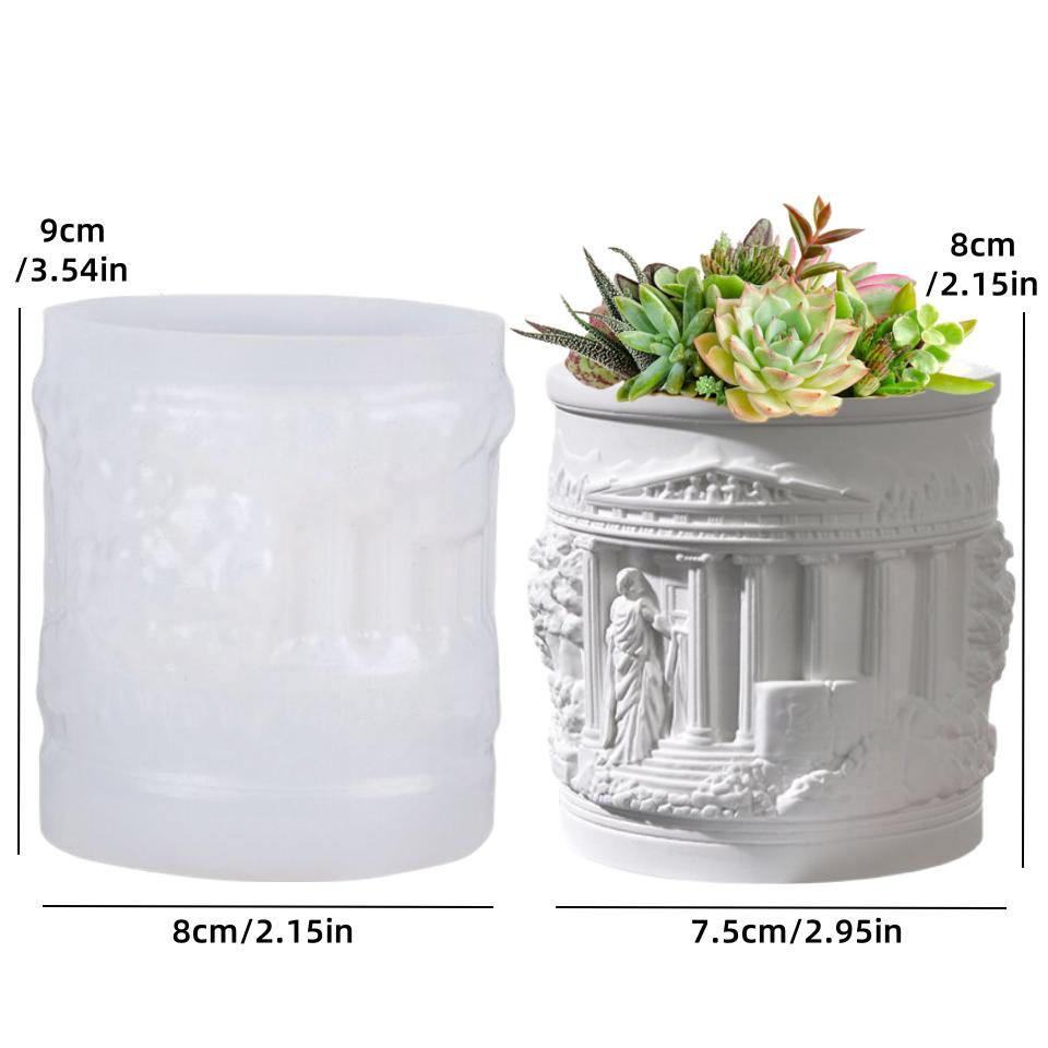 DIY úleva bohyně vítězství kruhový květináč pryskyřice silikonová forma úleva boha vítězství úložný box sádrové formy