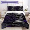 Purple skull and roses Pattern Bedding,Quilt Set Quilt Cover Pillowcase Home Birthday Gift (1*duvet cover+2*pillowcase,without core)SSJT0917587