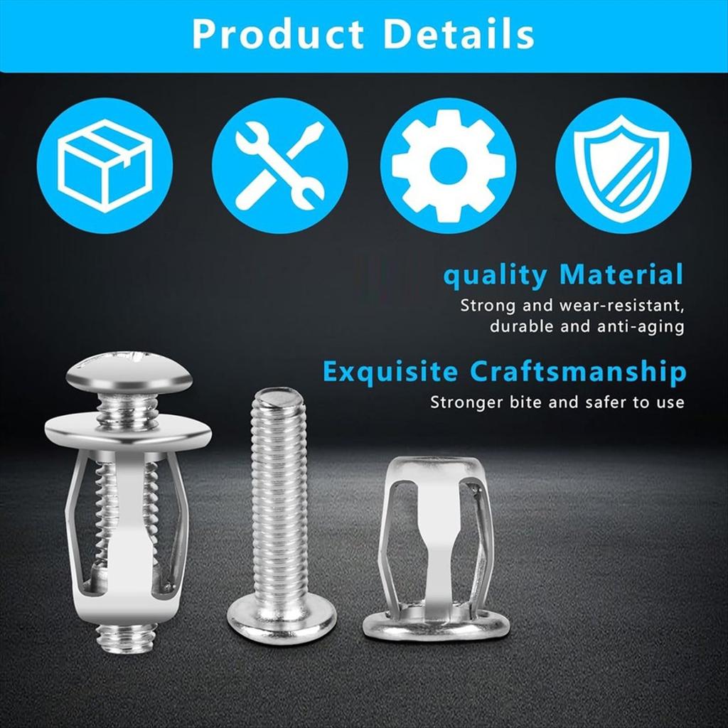 BHBL 40 Pcs Hollow Door Anchors and Screws, Hollow Metal Cavity Fixing Core Door Anchors for 0-5mm Door Hollow Wall Sheet
