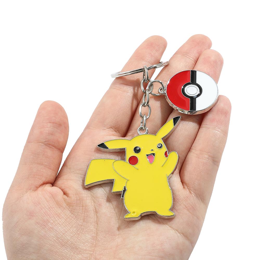 Pikachu Cartoon Metal Pendant Keychain Anime Keyrings Car for Backpack Key Holder