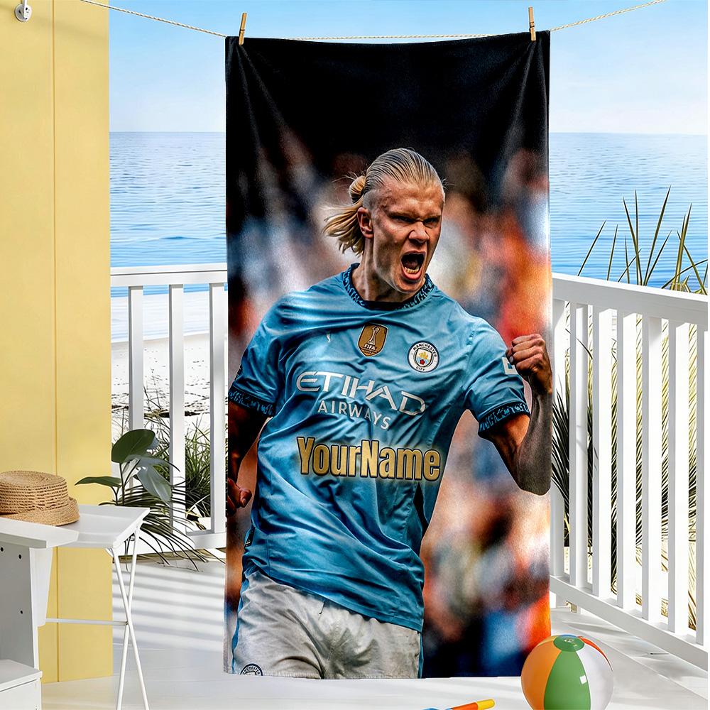 Haaland Customized Name Beach Towel Quick-Dry Soft Microfiber Ideal for Travel Outdoor Swim Pool Yoga Surf Camping Hiking Gym Gift Holiday