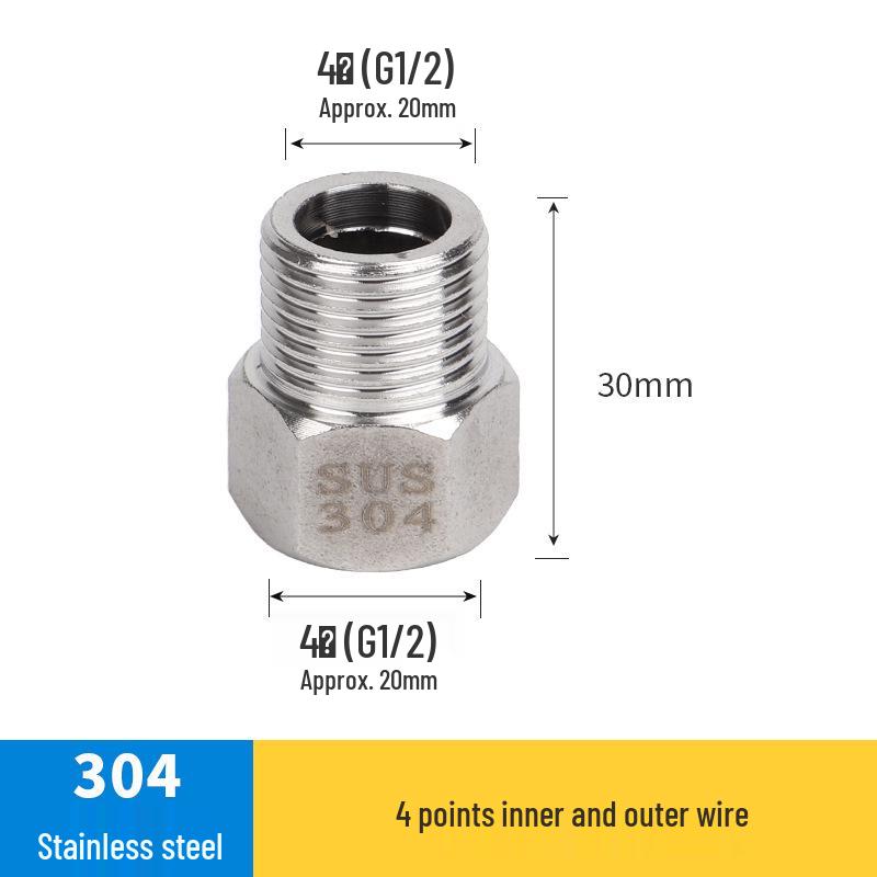 Redutor Rosqueado Vermelho de Aço Inoxidável Espessado Macho/Fêmea: Extensão de Tubo de Água de 6 para 4 Pontos, 25 para 20