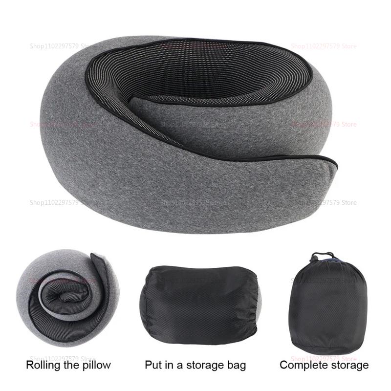 Travel Neck Pillow Memory Foam U-shaped Pillow Snail Style Travel Neck Support Portable Adjustable Soft Noon Break Sleep Pillows