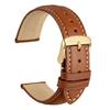 WOCCI 16mm Replacement Watch Strap, Vintage Genuine Leather Watch Band, Saddle Brown with Gold Buckle