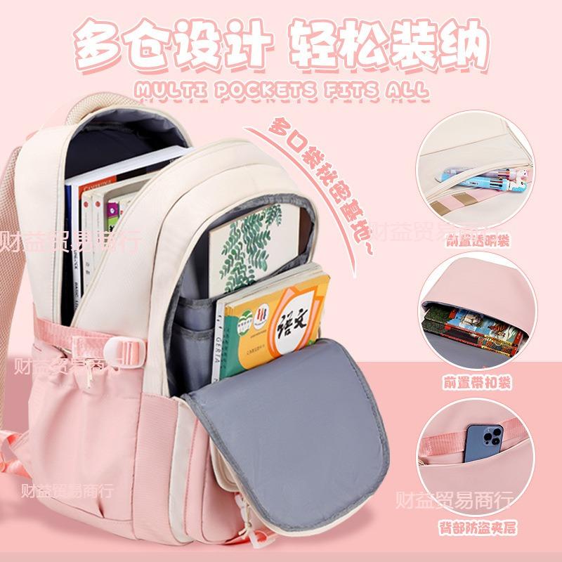 School bag for primary school students, large-capacity burden reduction and decompression backpack--grade cartoon spine protection backpack