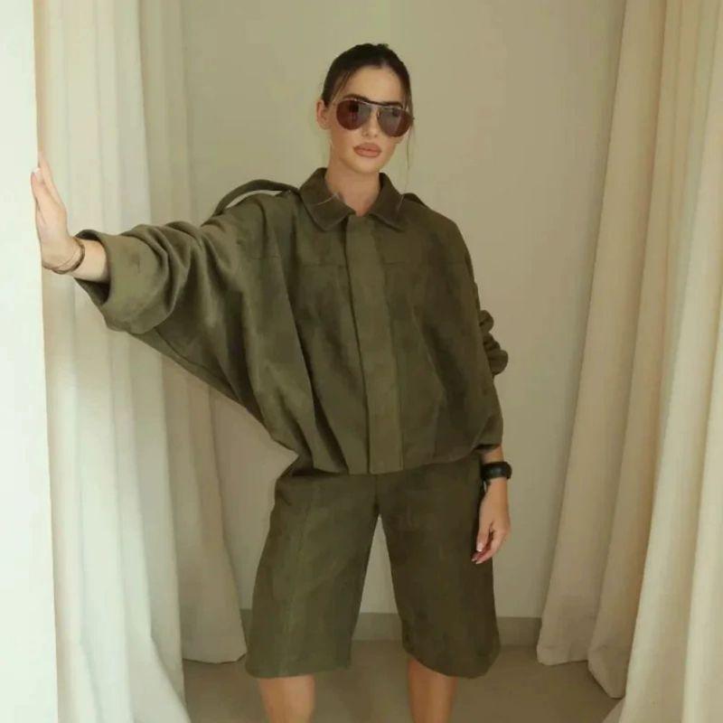 Women's Collared Zipper Button Jacket Outerwear