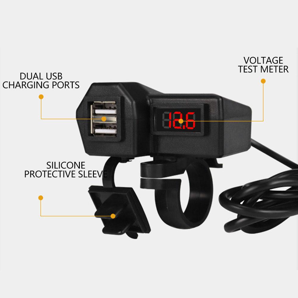 USB Port Waterproof Motorbike Motorcycle Handlebar Phone Mobile Charger Adapter Motorcycle Phone Charger Kit Handlebar Socket