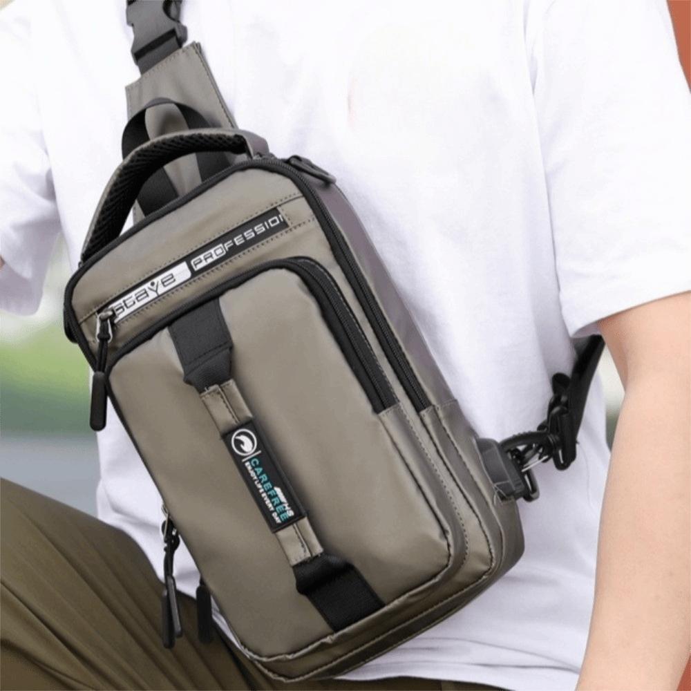 USB Charging Men Chest Bag Multi Pockets Crossbody Bag Portable Sports Shoulder Bag Outdoor