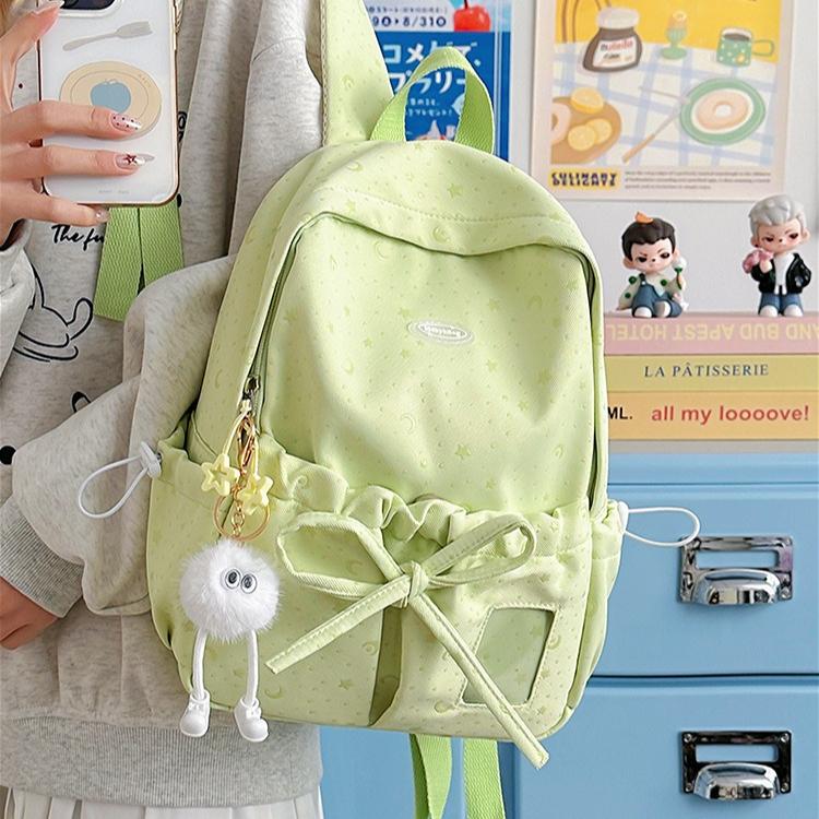 Cute Bowknot Backpack for Women Large Capacity Nylon School Backpack Kawaii Travel Daypack Casual College Bookbag