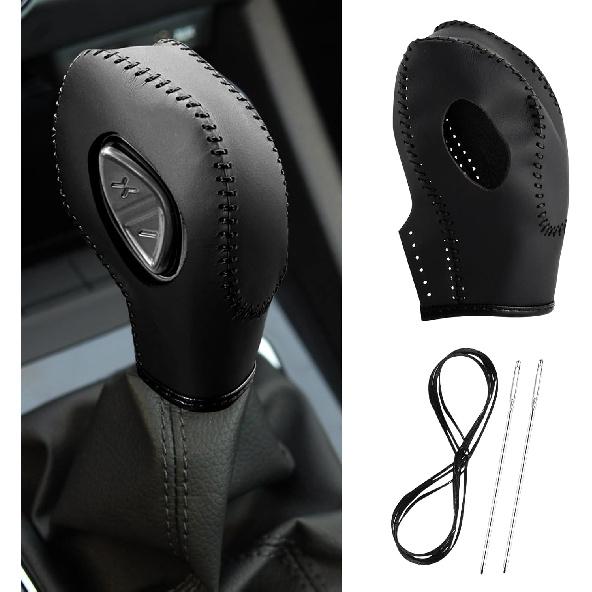 Car Gear Shift Cover Leather for Ford Fusion/Escape/Edge/Focus/Fiesta/Transit/EcoSport/C-Max Automatic Gear Shift Knob Cover Protector Trim Vehicle