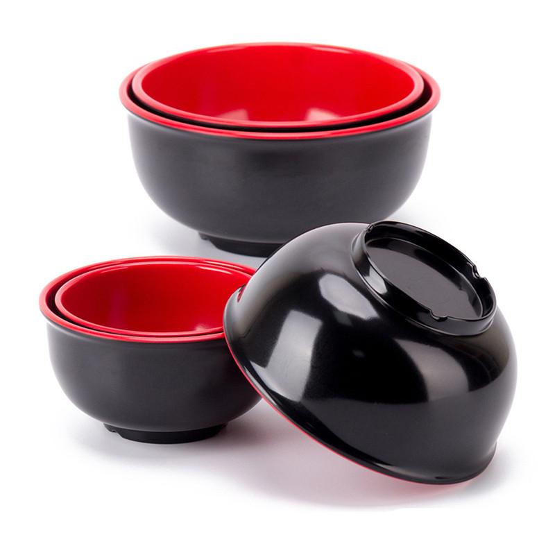 Black Red Melamine Bowls Deep Soup Rice Porridge Bowl Breakfast Dinner Tableware Anti-Fall Straight Edge Kitchen Food Container