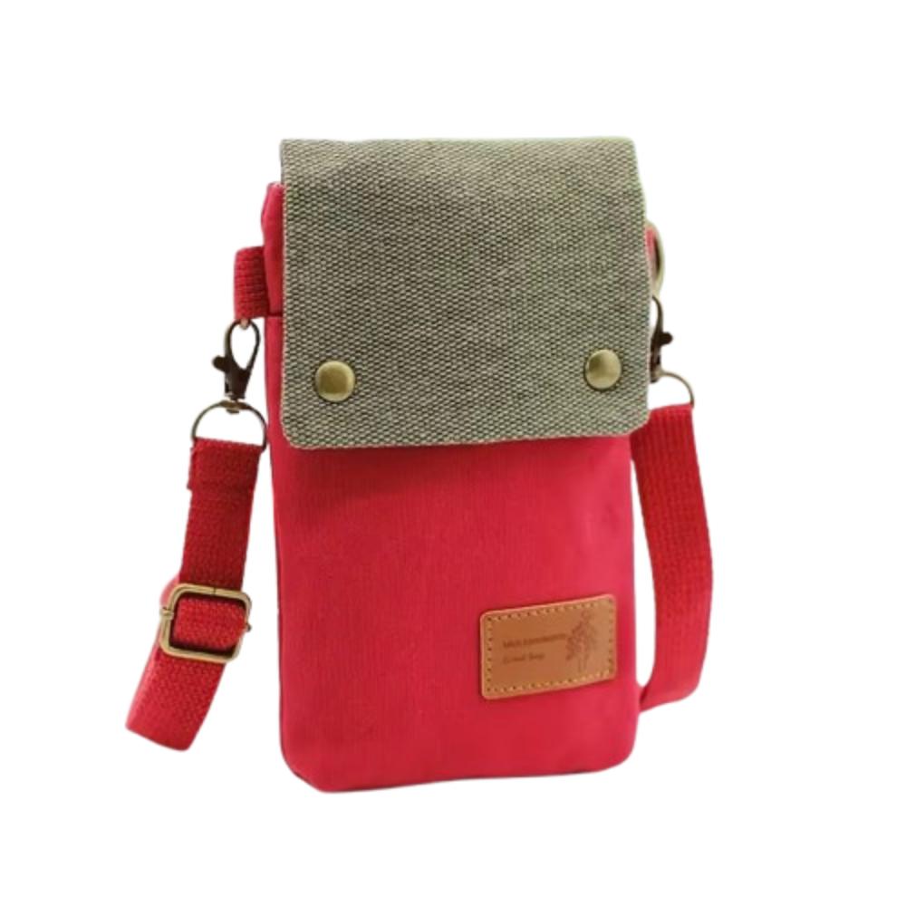 Canvas Solid Color Mini Mobile Phone Bag Shoulder Solid Color Crossbody Canvas Bag  Mobile Phone