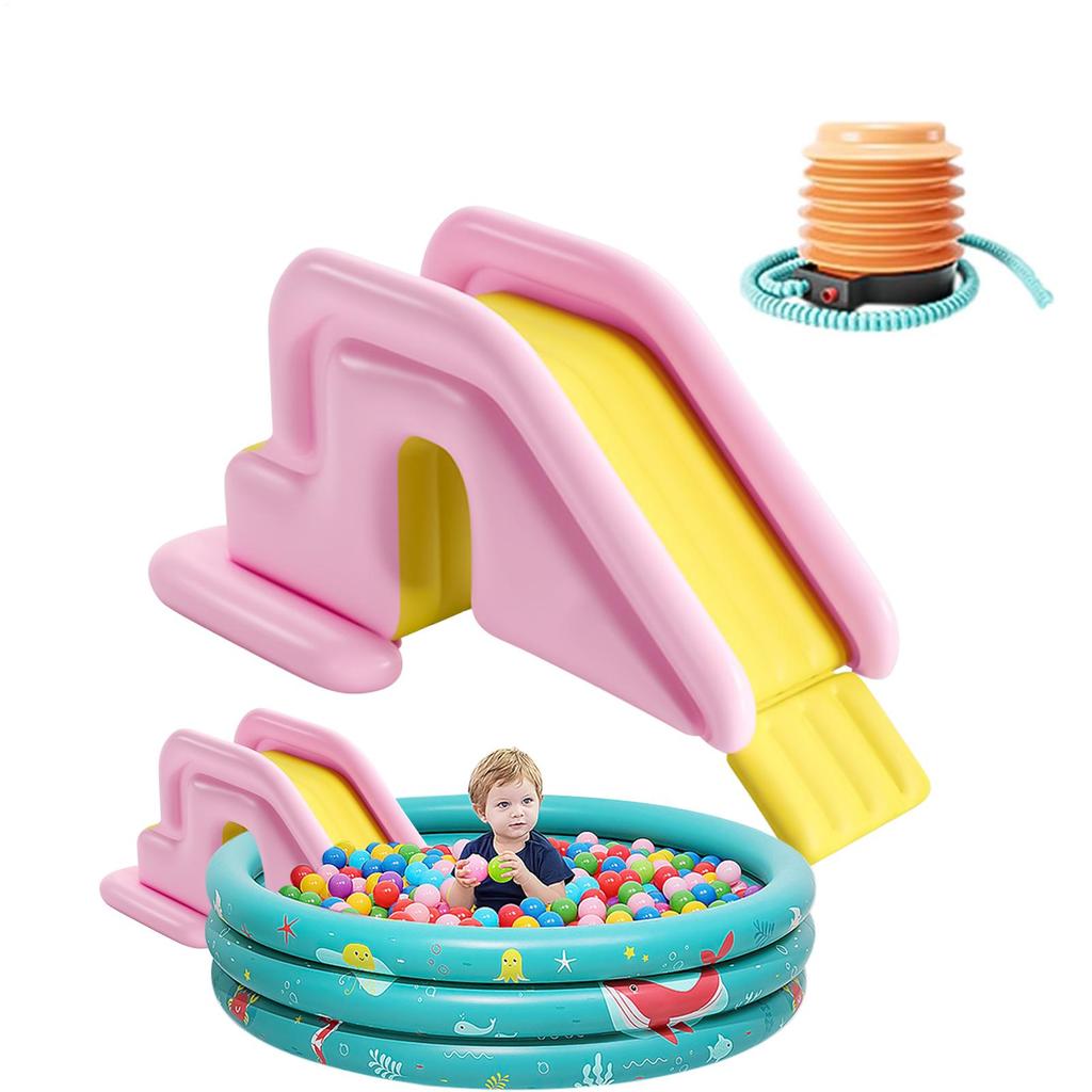 Inflatable Water Slide Swimming Pool Play Center with Built in Sprayers Fun Outdoor Anti-Tipping Water Park Slides Toy for Kids
