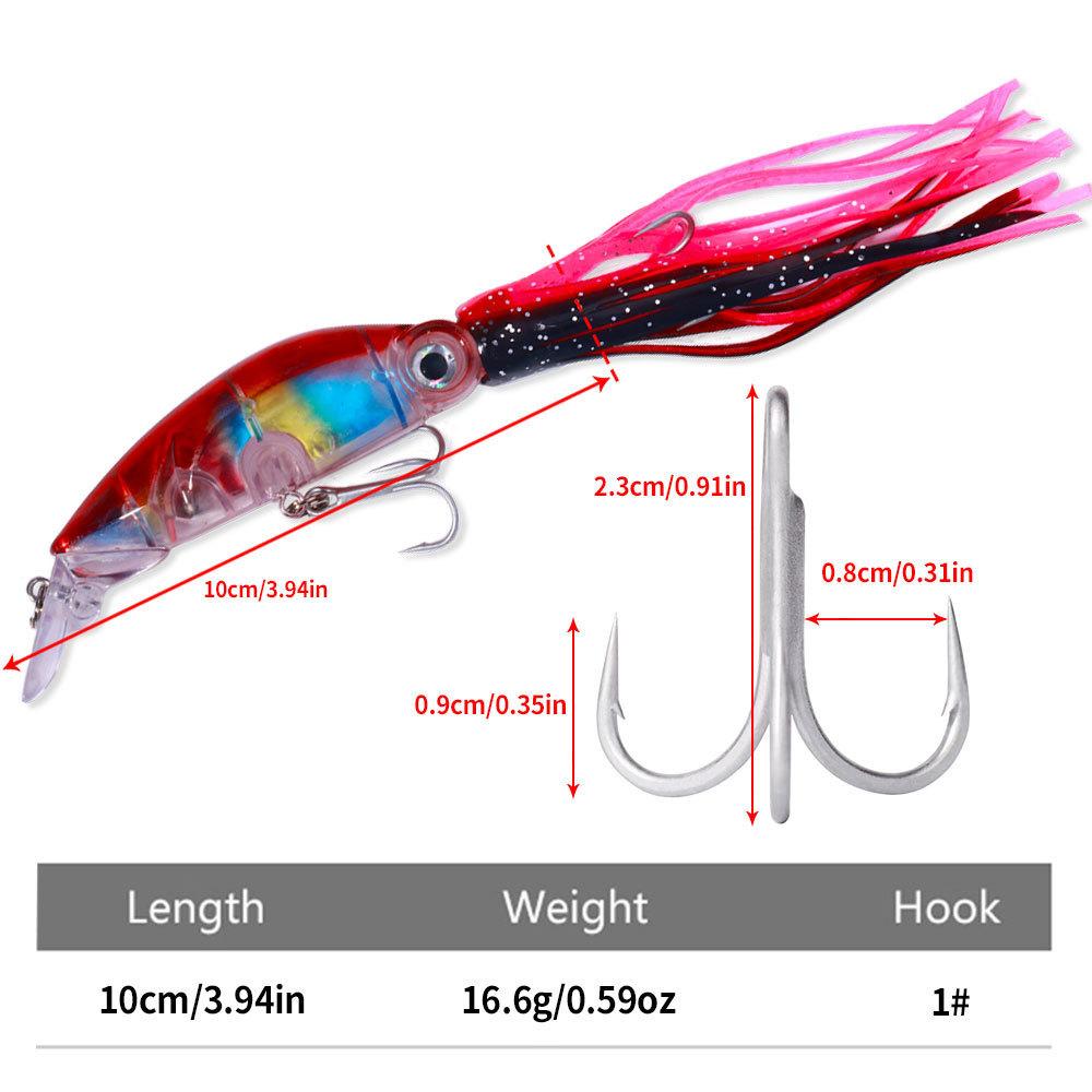 Lure Bait Set Floating Octopus10CM16.6GMulti-color Realistic Fake Bait with Mustache High Simulation Fishing Tackle Supplies