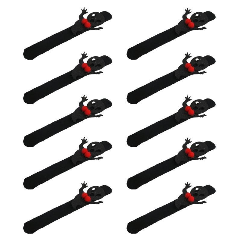 Holiday Wrist Accessories Set of 10 Slap Bracelets for Group Guests, Seasonal Wristbands for Class Parties and Family Plans
