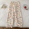 Women's Flannel Plaid Sleep Pants - Autumn/Winter Velvet Warm Coral Fleece Pajama Bottoms