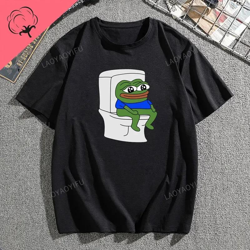Pe Pe The Frog Meme Emote Cotton Mens Clothing Vintage Fashion Frog Animal Ladies Summer Kawaii Tees Funny Gift Casual Shirt