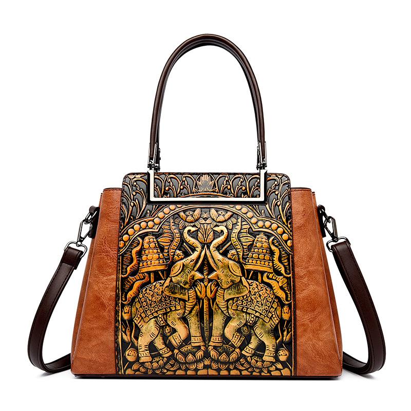 

Женские сумки и сумки через плечо с этническим принтом — большая вместимость с художественным тисненым узором жёлтый