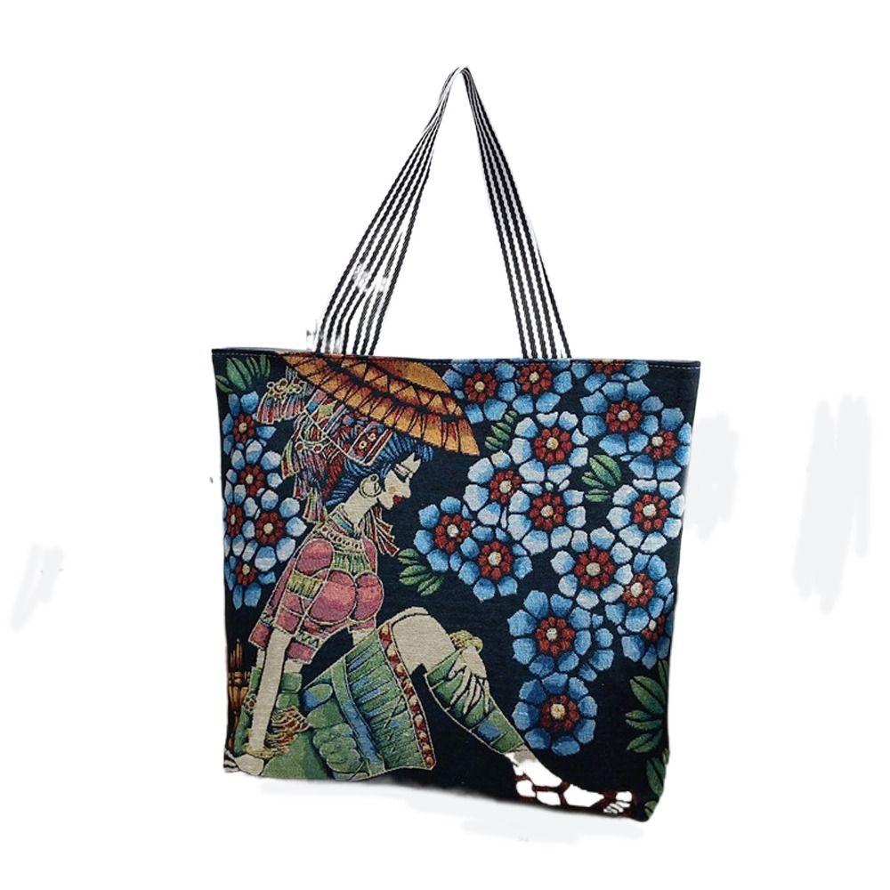 

Leaf Shopping Bag Travel Bag Storage Bag Shoulder Bag Women Art Handbag Canvas Bag Painted Tote Bag F