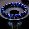 Blue Quartz Tiger Eye Beaded Bracelet - Bohemian Style, Natural Stone Wealth Attraction Handband with Pink Eyes Design, Good Luck Fashionable Bracelet
