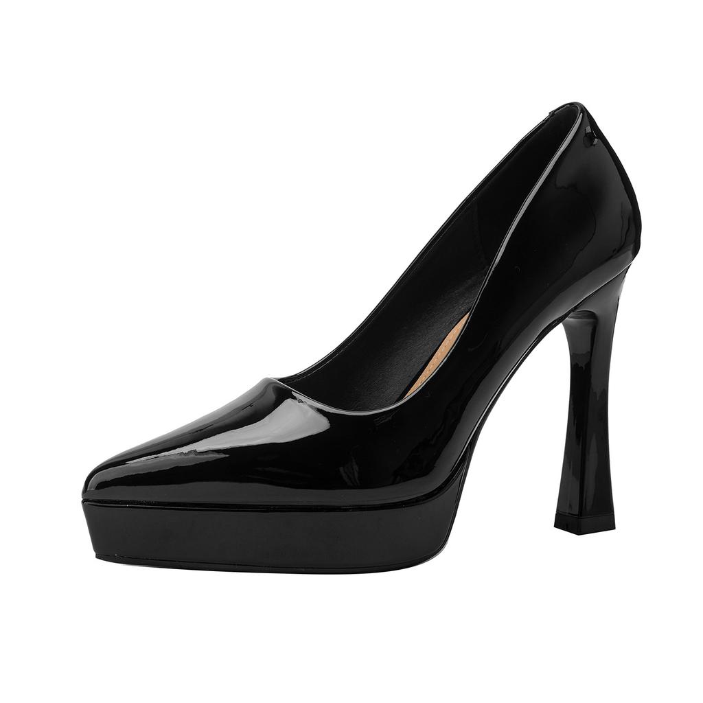 Waterproof Table Is Not Tired of Feet, Super High Heels 2026 Spring Temperament Pointed Head Thin Heel Patent Leather Sexy Shallow Mouth Single Shoes
