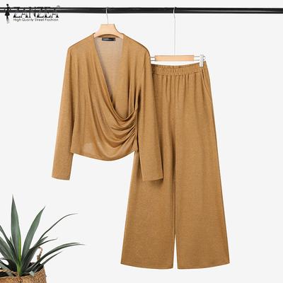 Ensembles deux pièces décontractés pour femme - Manches longues, blouse et pantalon - Automne