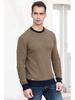 Men's Personalized Khaki Round Neck Warm Knit Pullover for Autumn/Winter