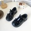 Double Bow Patent Leather Children Girl Performance Comfortable Soft Sole Leather Shoes