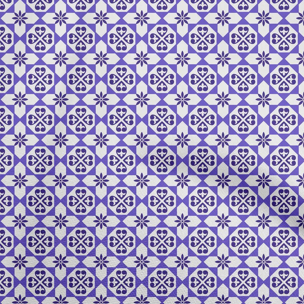 oneOone Cotton Poplin Blue Fabric Asian Block Floral Dress Material Fabric Print Fabric By The Yard 42 Inch