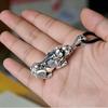 Silver Ruyi Pixiu Pendant, Unisex Braided Rope Necklace, Pikachu Sweater Chain Pendant, Vintage Ethnic Style Wear Accessory