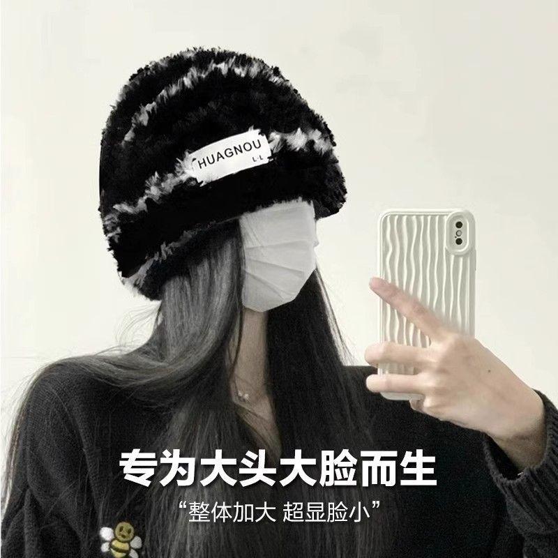 Popular cute wool hat women's autumn and winter thickened warm hat plush fashion literary and artistic face small knitted hat