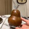 Wood Grain Pear Toothpick Dispenser Dental Floss Toothpick Holder Home Office Restaurant Kitchen Desktop Toothpick Organizer Container