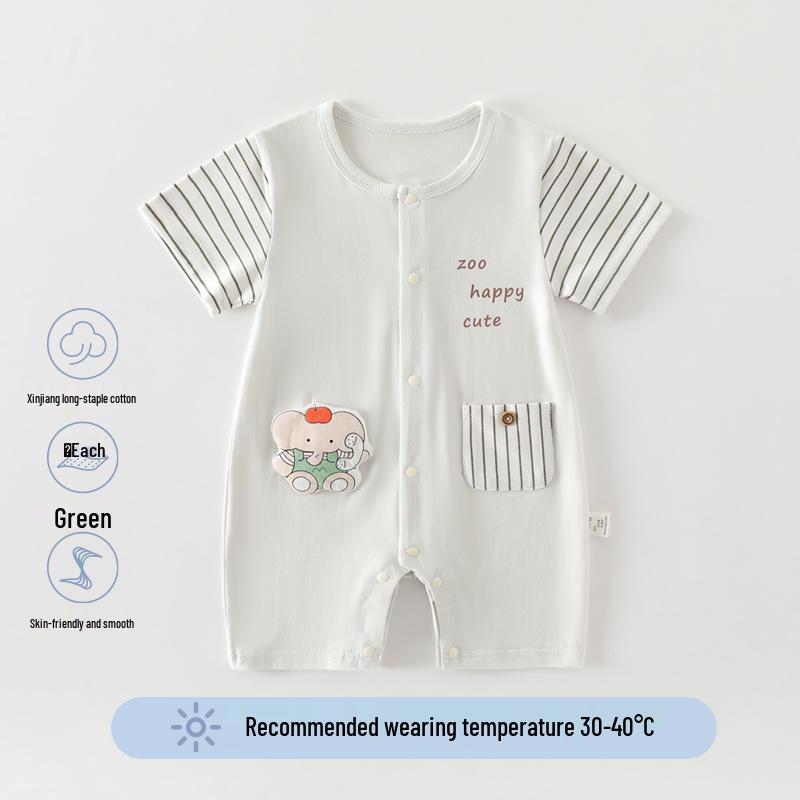 A-Class Summer Unisex Cotton Baby Bodysuit - Thin, Seamless Infant Romper
