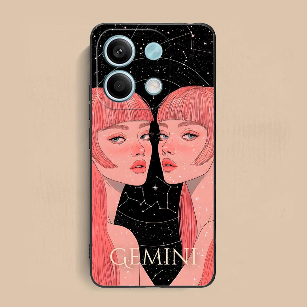 Zodiac Sign Gemini Mobile Phone Case for Xiaomi Redmi Note 14 13 12 11 S Pro Plus 4G 5G Colorful Printing Cover Luxury Cover