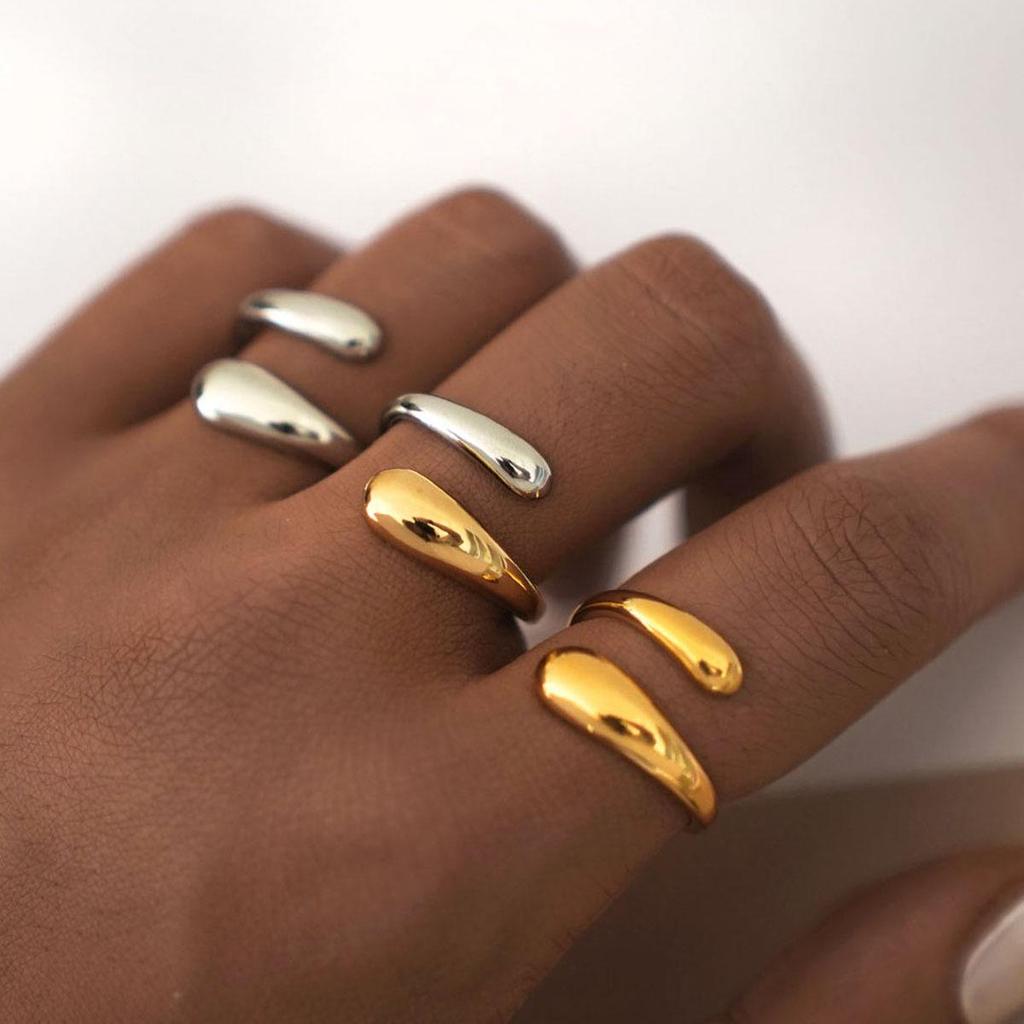 Stainless Steel Geometric Open Ring – European & American Design