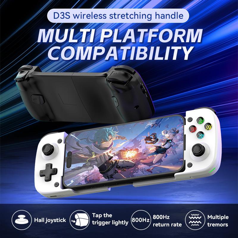 D3S Mobile Game Controller Hall 3D Vibration Mode ing Stretchable Wireless Streaming Cloud Gaming for Multi-Platform