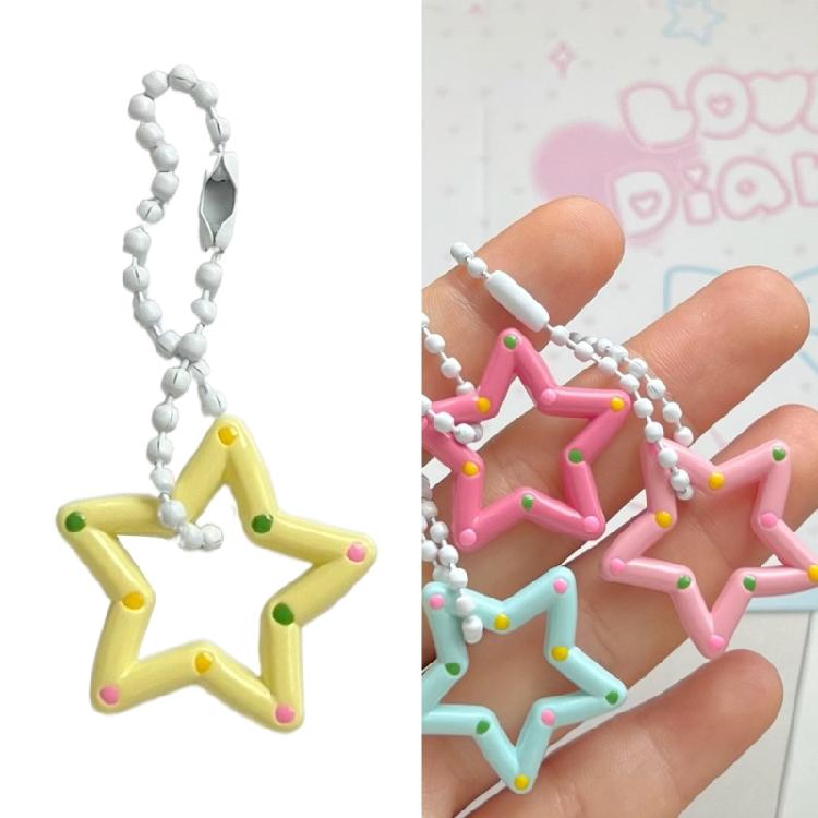 Stylish Adorable Acrylic Star Dot Keychain Fun and Unique Hollow Star Charm