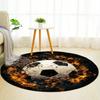 Retro Burning Football Round Rug Nonslip Area Rug Office Chair Mat Carpet For Living Room Bedroom Home Decor