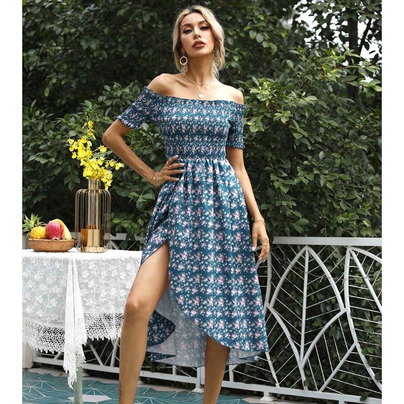 

Женское летнее платье с запахом и небольшим цветочным узором 2XL светло-синий