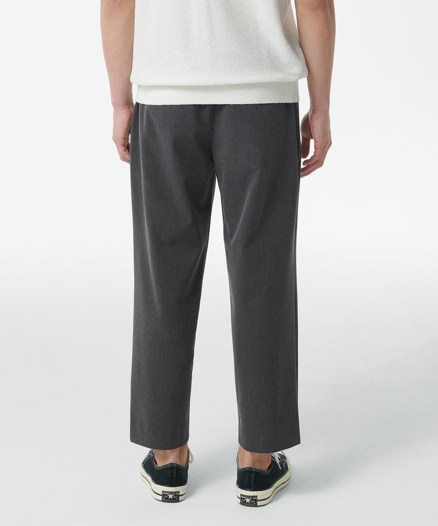 MUSINSA STANDARD Wide Easy Elastic Waist Crop Slacks [Medium Gray]
