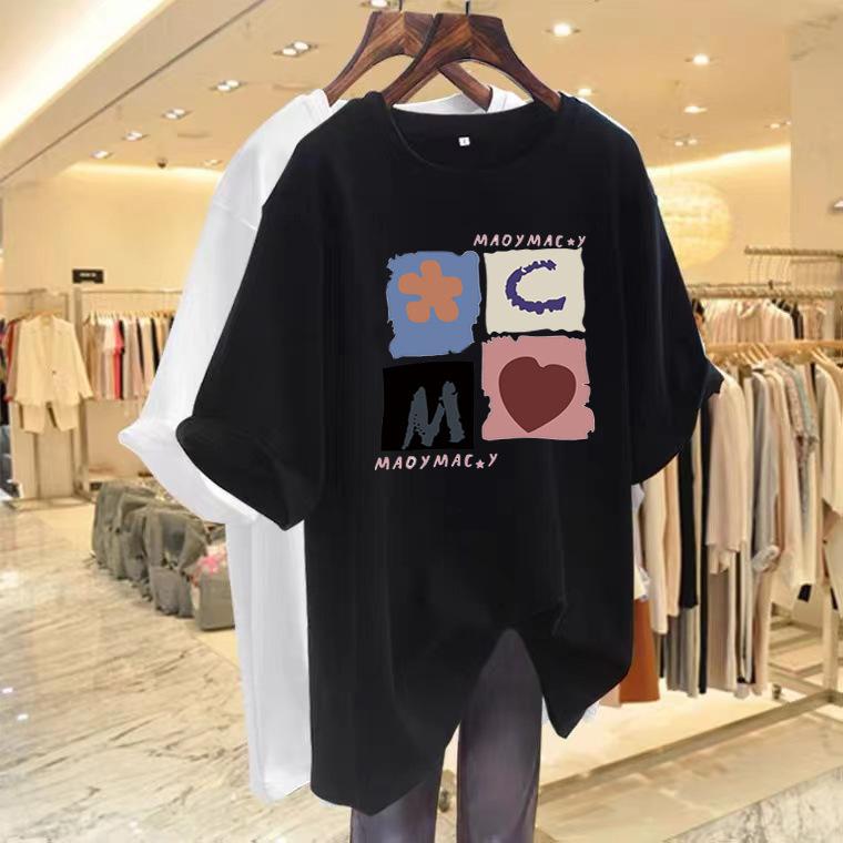 Summer 2025 new trendy cotton short-sleeved women's T-shirt fashionable versatile loose lazy style thin top ns