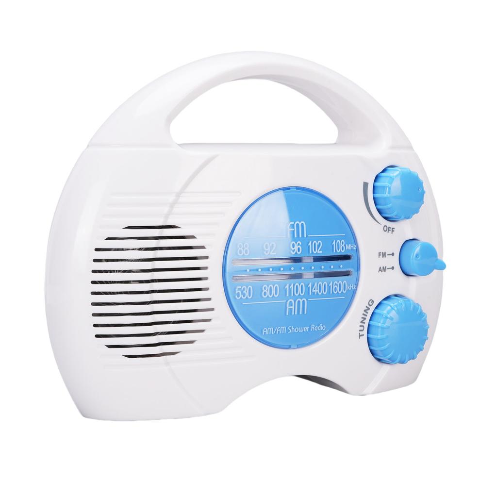 Shower Radio Water Proof Adjustable Volume AM FM Bathroom Radio Portable Easy Tuning Blue