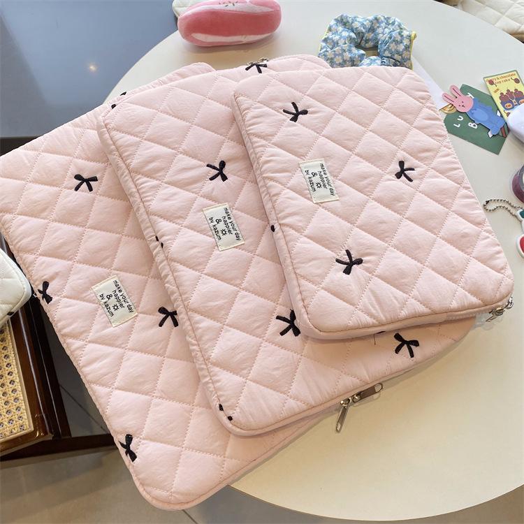

TS JYL laptop bag,2024 New Korean Cute Bow iPad Sleeve Minimal Design Laptop Case 11 inches розовый