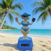 Solar Powered Car Toy Dashboard Decoration, Cute Beach Girl Swing ABS Plastic Decoration Ornament, Couple Style Dancing Figure for Vehicle Interior