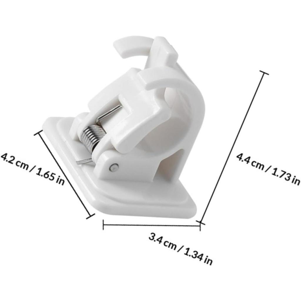 No-Drill Curtain Rod Holders 6pcs White Wall-Mount Brackets for Shower and Bath Curtain Rod Adhesive Supports for Bathroom Window Treatment