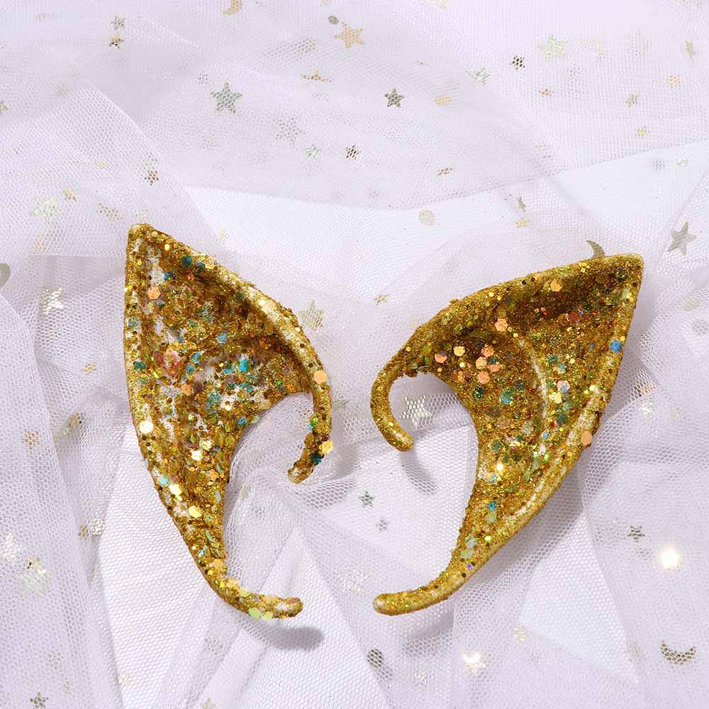 Ear Cuff Jewelry Glitter Latex Ears Angel Elf Ears Women Cosplay Accessories Imitation Makeup Props